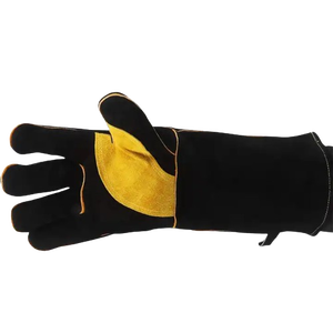 Gants de soudage bleus de taille XL hautement durables avec produit en caoutchouc de protection de paume en cuir renforcé jaune pour soudeur - Product Image 3