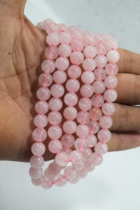 ลูกปัดควอตซ์สีชมพูกุหลาบธรรมชาติเกรด AAA หลวม8มม. ลูกปัดหินกลมอัญมณีอัญมณี - Product Image 2