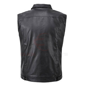 Gilet en cuir rétro pour homme, coupe ajustée, sans manches, élégant, style motard, streetwear décontracté, hiver, respirant, service OEM - Product Image 2