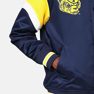 Custom Embroidered Baseball Satin Jacket <b>100</b> % Polyester Windbreaker Custom Satin Baseball Satin Varsity Jacket for Men - Product Image 5