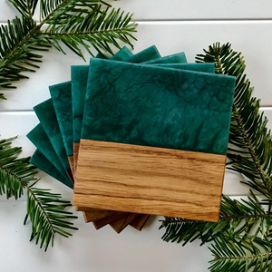 แผ่นรองแก้วพรีเมี่ยมทำด้วยมือ6ชุดแผ่นรองแก้วไม้และหินอ่อนสำหรับใช้ในบ้านสำนักงานและห้องครัว - Product Image 2