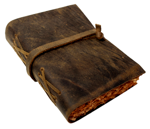 Diario de Cuero con Tapa de Papel de Algodón Reciclado Genuino Marrón Suave y Flexible, Aspecto Envejecido Antiguo con Correa a Juego - Product Image 1