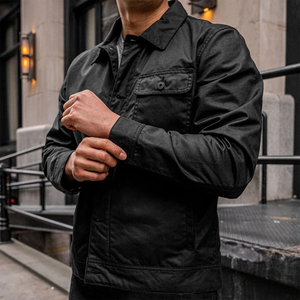 Veste utilitaire en toile d'hiver décontractée, coupe ajustée, col rabattu, grande taille, coupe-vent, fermeture à boutons en corne, streetwear pour adultes - Product Image 6