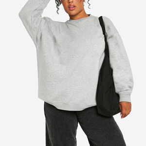 Top tendance femmes décontracté hiver sweats Anti-rides couleur unie à manches longues surdimensionné Streetwear Logo personnalisé haut tissé - Product Image 3
