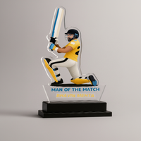Trophée de cricket en acrylique durable, poli, gravé et imprimé en typographie, pour récompense de joueur, événements sportifs, reconnaissance des joueurs et des équipes