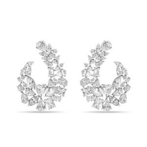 Pendientes de Plata 925 Zarkan con Diseño de Racimo de Flores y Circonitas para Boda - Diseño Moderno con Corte Marquesa - Product Image 1