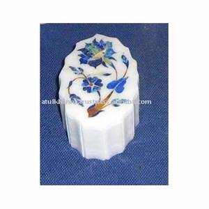 กล่องใส่เครื่องประดับทรงกลมฝังหินอ่อน - Product Image 1