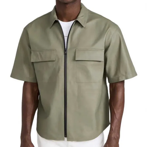 เสื้อเชิ้ตหนังแขนยาวสำหรับผู้ชายเสื้อสตรีทเสื้อหนังงานตามสั่ง - Product Image 4