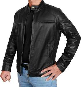 Veste d'hiver en cuir personnalisable pour hommes avec fermeture éclair de conception professionnelle et logo personnalisé - Product Image 2