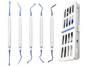 Dental Vista Tunneling Curettes Implantología Recubrimiento de titanio Juego de 5 PCS juego dental instrumentos quirúrgicos - Product Image 2