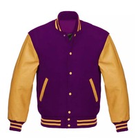 Veste universitaire personnalisée avec logo, manches en cuir, patch brodé, veste de baseball pour hommes, veste universitaire Letterman