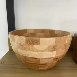 Bol de service en bambou urbain pour salle à manger buffet cuisine restaurant traiteur hôtel événement salade fruit snack pain table setup - Product Image 3