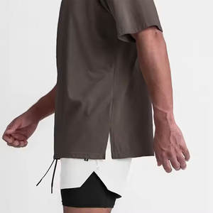 Venta al por mayor personalizado 100% algodón hombres Regular Fit Pullover camiseta Drop-Shoulder Street Casual Wear lona secado rápido transpirable - Product Image 3