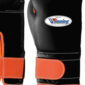 Gants de boxe professionnels en cuir noir et orange, poignet à velcro, gants d'entraînement et de sparring pour hommes et femmes - Product Image 6