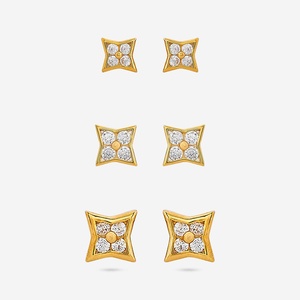 92.5 <b>Silver</b> <b>Stud</b> <b>Earrings</b> Classic Religious Geometric Butterfly Pattern Gold Featuring Zircon Pearl Diamond for Party Gift - Product Image 1
