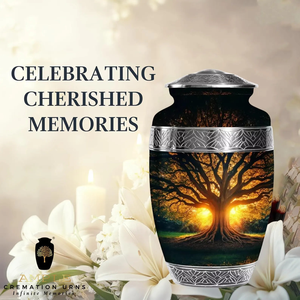 Urne funéraire Tree Design Urne commémorative en aluminium de qualité supérieure avec revêtement Meena Grande capacité de 220 cu étanche et gravable - Product Image 5