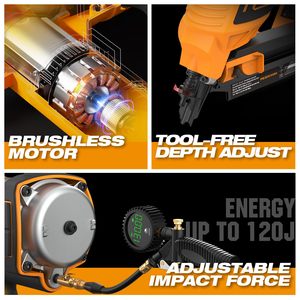 Cloueur sans fil 20V sans balais à double mode pour charpente, batterie lithium-ion 4.0Ah, clous de 3-1/2 pouces à 34 degrés, avec réglage de profondeur pour OEM - Product Image 6