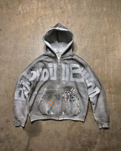 Sudadera con capucha para hombre, ropa de calle, parche bordado con apliques, Vintage, lavado ácido, Sol, se desvanece, Sudadera con capucha desgastada, boxy, recortada, sudaderas con capucha de gran tamaño para hombre - Product Image 1