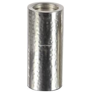 Bougeoir de pilier cylindrique martelé en métal plaqué argent pour mariage et table à manger pilier de bougie décoratif - Product Image 5