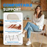 Chaise pliante au design moderne avec rembourrage épais et structure en tube métallique pour extérieur, bureau, conférence, salle à manger, salon