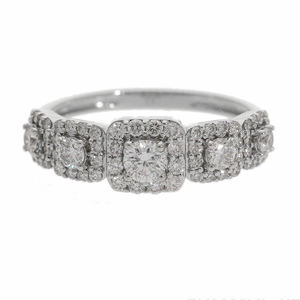 0.85CTW หินประดับ14K สีทอง5ก้อนสำหรับผู้หญิงแหวนชุบโรเดียมประดับเพชรธรรมชาติทรงสี่เหลี่ยมจตุรัสประดับเพชรสวยงาม - Product Image 2