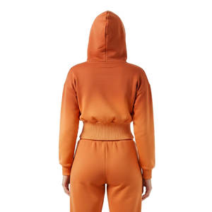 เสื้อฮู้ดดี้ผู้หญิงเอวสูง แขนพองทรงบอลลูน ปลายแขนกว้าง ผ้าฝ้ายฟลีซ ผลิตตามสั่ง ราคาขายส่ง OEM - Product Image 3