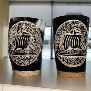 Verre à boire en corne naturelle, fait à la main, écologique, mug à boisson - Product Image 1