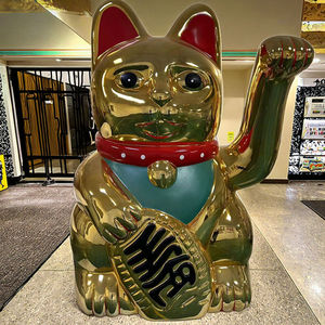 Escultura de gato de la fortuna de la suerte de 2m de altura, estatua de Animal de resina de fibra de vidrio FRP para decoración de entrada de Hotel/CENTRO COMERCIAL - Product Image 1