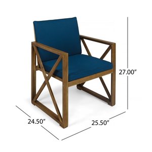 เก้าอี้ไม้สักหุ้มเบาะสีฟ้ามัลดีฟส์สำหรับลานสำหรับใช้ในสวน - Product Image 2