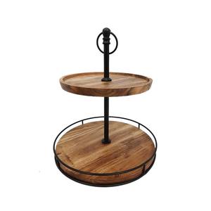 Présentoir à gâteaux rond en bois et métal de meilleur design à un étage Présentoir de fête d'anniversaire de mariage aux finitions naturelles de luxe Vente en gros - Product Image 4
