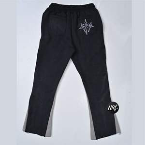 OEM Custom Logo Wholesale <b>Men</b> Black French Terry Patch Applique Embroidery High Quality Jogger Patchwork Flared <b>Sweat</b> <b>pants</b> <b>Men</b> - Product Image 1