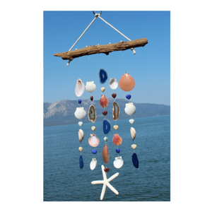 Carillon à vin SeaShell fabriqué avec des coquillages assortis et un cadre en rotin idéal pour le jardin ou la fenêtre suspendue au Vietnam - Product Image 6