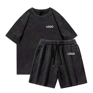 Conjunto informal de calle de verano para hombre, venta al por mayor, conjunto de dos piezas con pantalones cortos estampados y camisetas de secado rápido y transpirable - Product Image 1