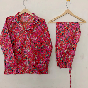 New Elegant Unisex Women's Sleepwear Breathable Woven Cotton Shirt Pajamas Animal Floral Spring Autumn 2-Piece <b>Trouser</b> Set - Product Image 1