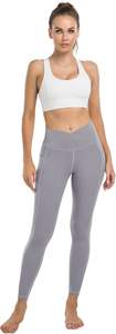Paquete de 4 pantalones de yoga de entrenamiento con control de barriga de cintura alta para mujer con bolsillos Leggings casuales de estilo sólido - Product Image 3