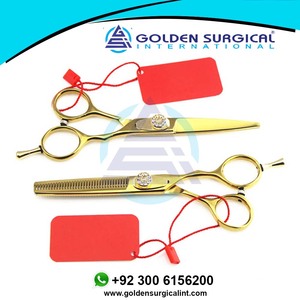 Ciseaux à cheveux professionnels de 6 pouces en acier allemand 440c doré, ensemble de ciseaux de coupe, de coiffure et d'éclaircissage pour barbier et maquillage, à prix réduit - Product Image 2