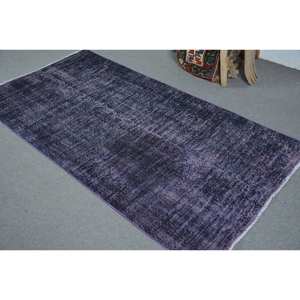Tapis Turc Vintage Moderne Violet 3.6X6.9 pieds Grand Rectangle Patchwork Tapis de Salon en Laine avec Support en Latex - Product Image 4