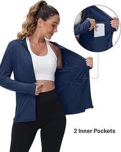 Veste à capuche légère zippée pour femme UPF 50 + Protection UV respirant tricoté à manches longues Design de chemise pour l'automne - Product Image 2