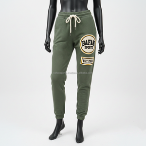 Pantalones Deportivos para Mujer, 350 GSM, Tejido de Felpa Cepillada Acogedor, Verde, Logotipo Personalizado, Bordado Chenille, Cintura Elástica, Ajuste Cómodo - Product Image 1