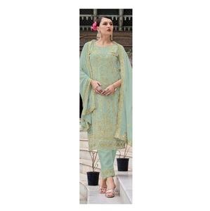 Lujoso conjunto de traje Anarkali para mujer con intrincado bordado a mano Salwar Suit para bodas, ocasiones festivas y celebraciones - Product Image 1