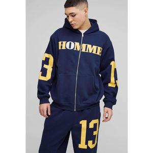 Tracksuit for Men Hoodies and Flared Sweat Pants Set Printed <b>Distressed</b> Hoodie Sweat Suit Sets Cotton Winter Sun Faded Acid Wash - Product Image 3