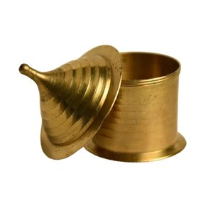 กล่องทองเหลืองทำมือสำหรับใส่ซินดูร์ ดิบบี คุมคุม ดานี  แบบทันสมัย ปลอดภัย สำหรับพิธีบูชา ของตกแต่งงานแต่งงาน - Product Image 3