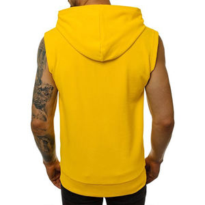 Sweat à capuche zippé sans manches pour la gym 100% Veste de gymnastique en coton biologique Sweat à capuche sans manches 100% coton Sweat à capuche zippé sans manches pour hommes - Product Image 3