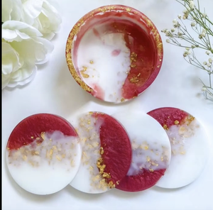 Epoxy Resin <b>Coaster</b> <b>Set</b> <b>With</b> Round <b>Holder</b> for Restaurant Modern Design Resin Tea Cup <b>Coasters</b> <b>Sets</b> - Product Image 5