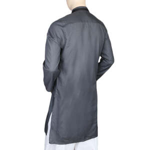 Kurta fantaisie Mashriq pour hommes - Gris foncé - Product Image 4