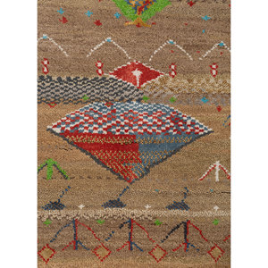 พรมไหมพรมผสมไหมไผ่ถักมือสีเบจ-น้ำตาลลายเรขาคณิตสไตล์คลาสสิกสำหรับตกแต่งห้องนั่งเล่นในบ้าน -Les-8366 - Product Image 3