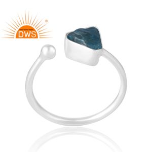 แหวนพลอยอะพาไทต์ทำจากนีออนธรรมชาติเงินสเตอร์ลิงเครื่องประดับตามสั่งของขวัญสำหรับผู้หญิงสำหรับเธอ - Product Image 1