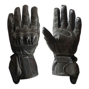 Guantes de carreras de invierno de cuero de vaca Cafe Racer para hombre Guantes de moto antideslizantes negros largos para ciclistas de calle - Product Image 5