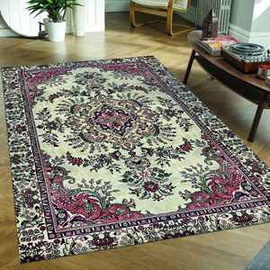 Alfombra con Patrón Vintage, Alfombras Rojas, Alfombra de Estilo Floral Vintage, Alfombra de Chenilla - Product Image 2