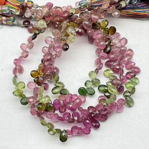 Briolette de forma de pera facetada de turmalina múltiple de calidad superior, piedra preciosa natural para joyería - Product Image 1